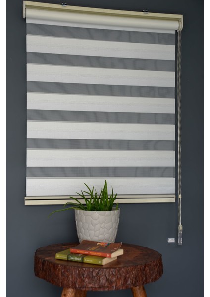 Zebra Stor Perde Zn-20 Beyaz & Ekru Renk Eteksiz 180 x 200 cm