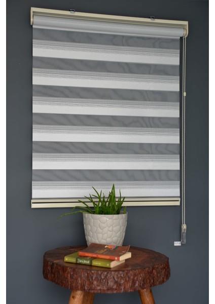 Zn-22 Beyaz & Siyah Renk Eteksiz Zebra Stor Perde