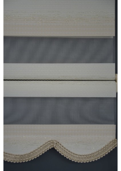 Zebra Stor Perde Zn-21 Ekru & Sütlü Kahve Renk Etekli 140 x 200 cm