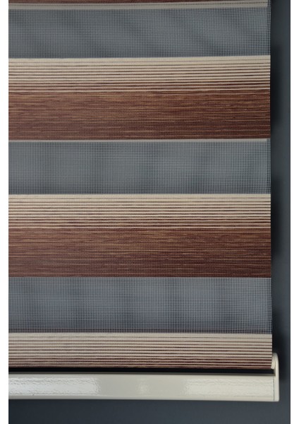 Zebra Stor Perde Yz-04 Krem & Koyu Kahverengi Renk Eteksiz 100 x 260 cm