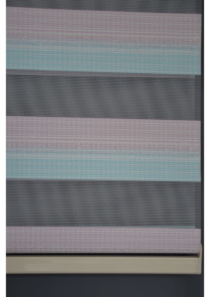 Zebra Stor Perde Zn-23 Gül Kurusu & Turkuaz Renk Eteksiz 210 x 200 cm