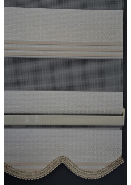Td-41 Beyaz & Krem Renk Etekli Zebra Stor Perde modelleri
