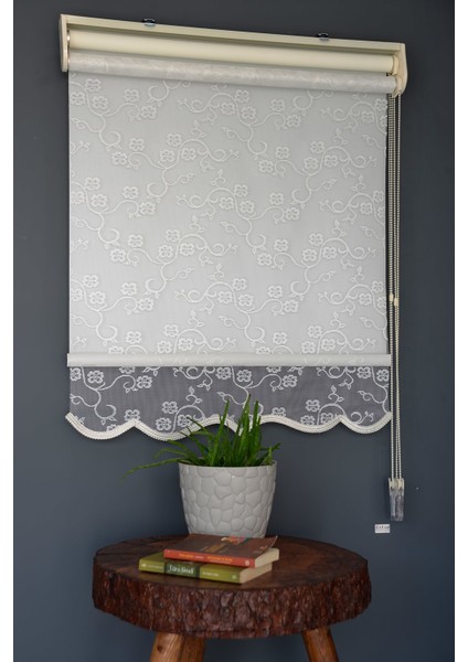 Çift Mekanizmalı Tül Stor Perde Rac-15 Beyaz Renk Etekli 280 x 260 cm modelleri