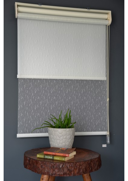 Çift Mekanizmalı Tül Stor Perde Dacuz-91 Kırık Beyaz Renk Eteksiz 280 x 260 cm