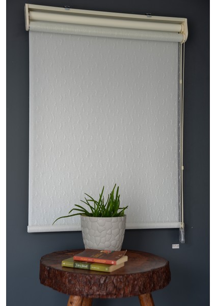 Çift Mekanizmalı Tül Stor Perde Dacuz-91 Kırık Beyaz Renk Eteksiz 280 x 260 cm modelleri