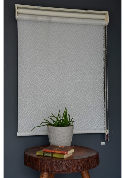 Çift Mekanizmalı Tül Stor Perde Dacuz-93 Kırık Beyaz Renk Eteksiz 280 x 200 cm
