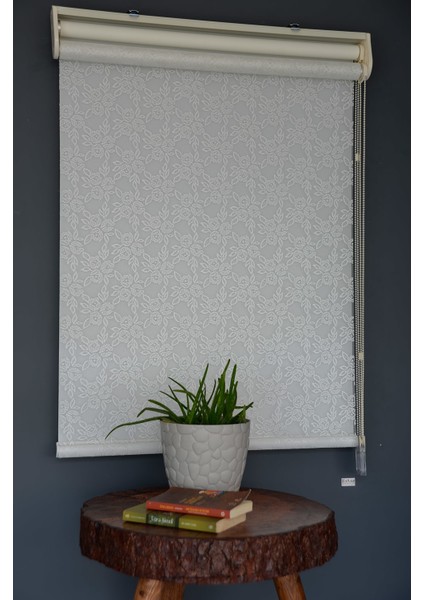 Çift Mekanizmalı Tül Stor Perde Dacuz-96 Kırık Beyaz Renk Eteksiz 280 x 260 cm modelleri