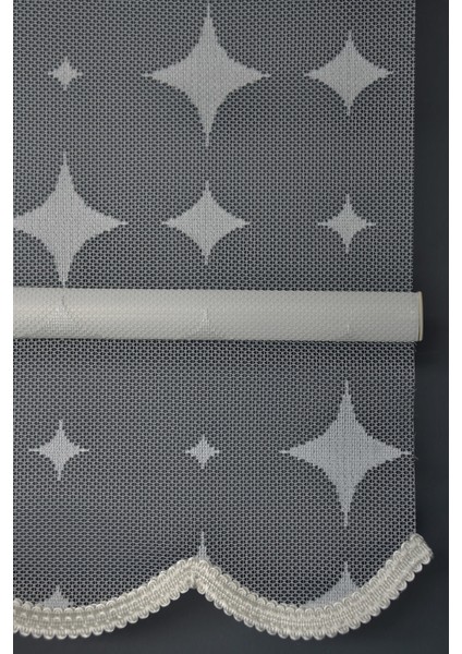 Çift Mekanizmalı Tül Stor Perde Dacuz-201 Kırık Beyaz Renk Etekli 280 x 200 cm