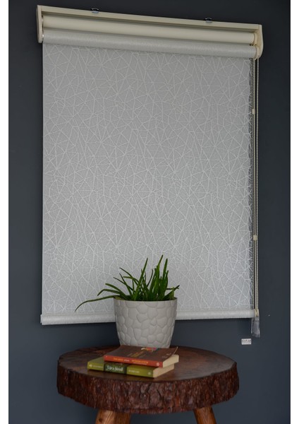 Çift Mekanizmalı Tül Stor Perde Dacuz-205 Kırık Beyaz Renk Eteksiz 280 x 200 cm