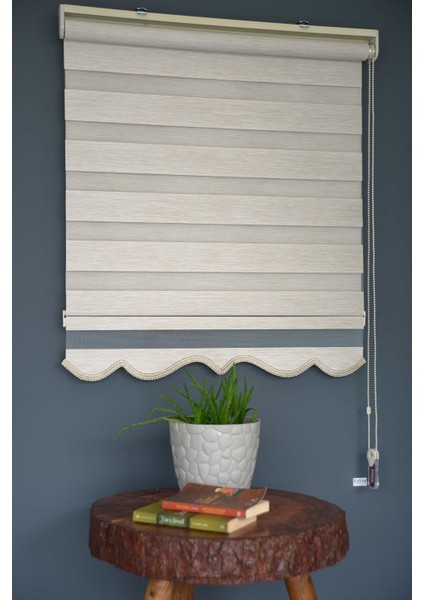 Zebra Stor Perde BZ-253 Sütlü Kahve Renk Etekli 80 x 200 cm