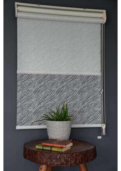 Çift Mekanizmalı Tül Stor Perde Dacuz-200 Kırık Beyaz Renk Eteksiz 280 x 260 cm