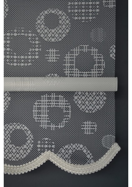 Çift Mekanizmalı Tül Stor Perde Dacuz-209 Kırık Beyaz Renk Etekli 280 x 200 cm