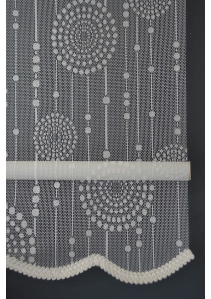 Çift Mekanizmalı Tül Stor Perde Dacuz-208 Kırık Beyaz Renk Etekli 280 x 200 cm