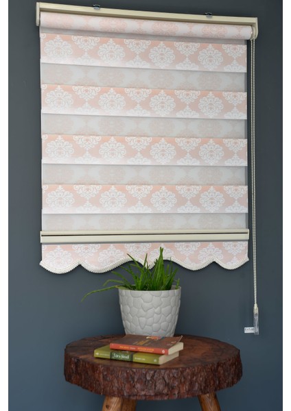 Zebra Stor Perde FT-982 Pembe Renk Etekli 120 x 260 cm