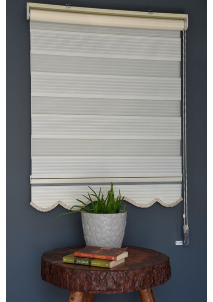 Zebra Stor Perde Gp-02 Ekru Renk Etekli Geniş Pliseli 90 x 200 cm