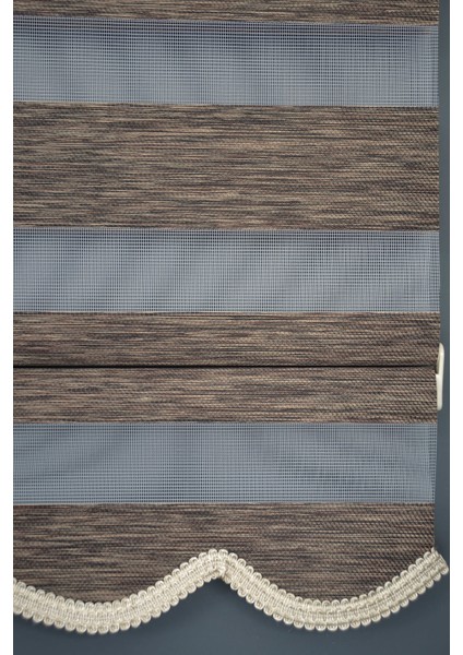 BZ-256 Koyu Kahve Renk Etekli Zebra Stor Perde