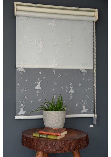 Çift Mekanizmalı Tül Stor Perde Dacuz-213 Kırık Beyaz Renk Eteksiz 280 x 260 cm