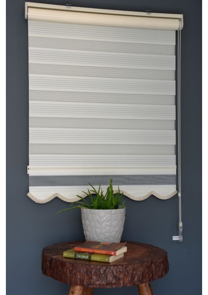 Zebra Stor Perde Dp-02 Ekru Renk Etekli Dar Pliseli 150 x 260 cm