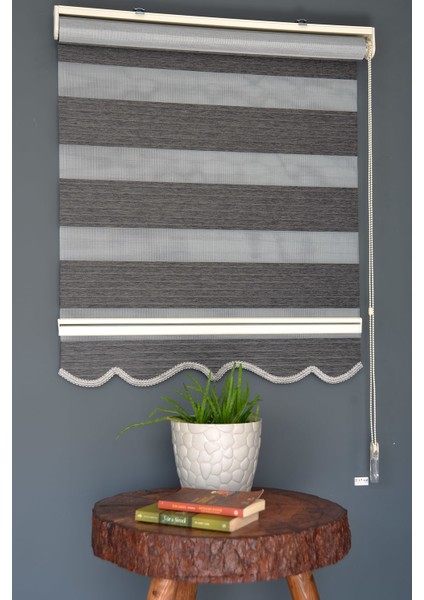 Zebra Stor Perde Kb-07 Siyah Renk Etekli Blackout-Karartma 200 x 260 cm