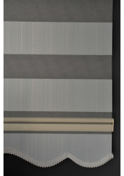 JK-285 Antrasit Renk Etekli Bambu Zebra Stor Perde modelleri