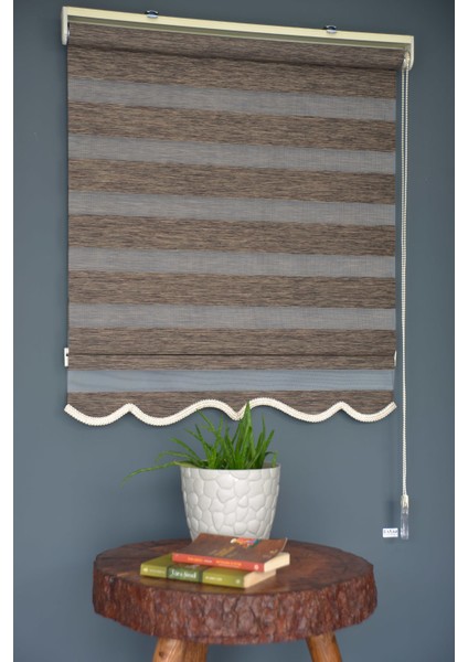 BZ-256 Koyu Kahve Renk Etekli Zebra Stor Perde fiyatları