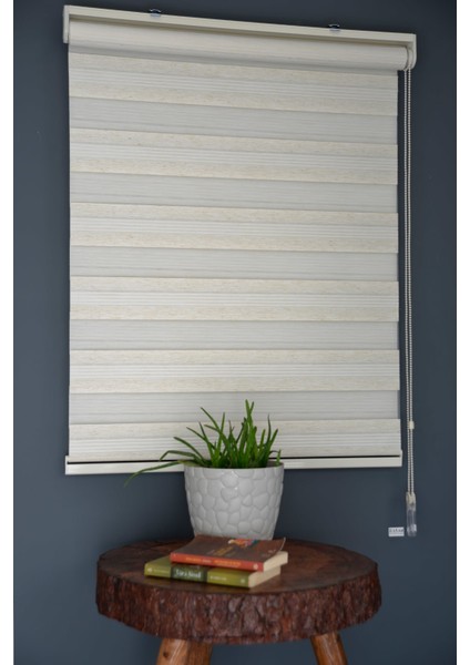 Zebra Stor Perde PLZ-600 Krem & Ekru Renk Eteksiz 100 x 260 cm
