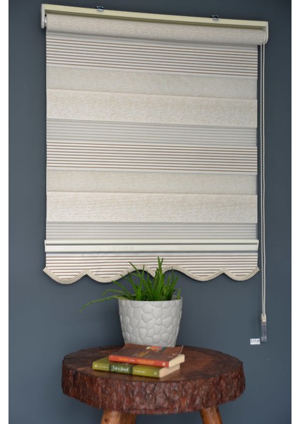 Zebra Stor Perde PLZ-702 Kahverengi Renk Etekli 140 x 200 cm