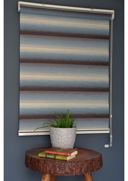 Zebra Stor Perde Mf-10 Krem, Bondi Mavisi & Bordo Renk Eteksiz 110 x 200 cm