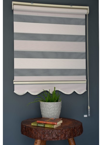 Zebra Stor Perde PLZ-703 Pudra Renk Etekli 180 x 200 cm
