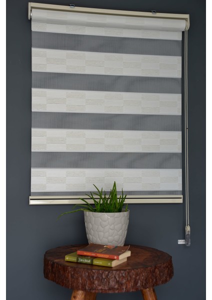 Zebra Stor Perde Pj-02 Beyaz & Krem Renk Eteksiz 140 x 260 cm