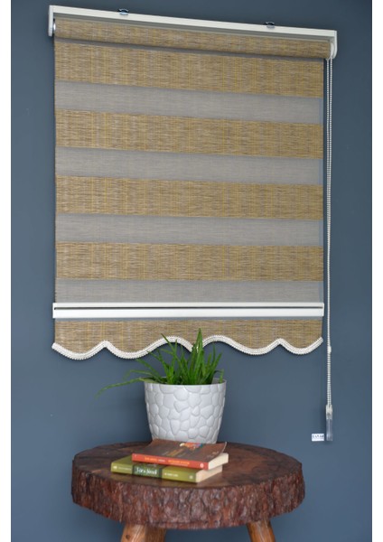 Zebra Stor Perde JK-284 Kahverengi Renk Etekli Bambu 190 x 200 cm fiyatları