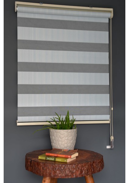 Zebra Stor Perde JK-285 Antrasit Renk Eteksiz Bambu 130 x 200 cm