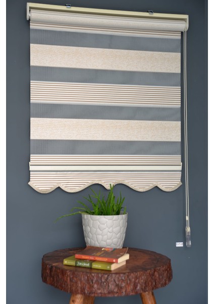 PLZ-702 Kahverengi Renk Etekli Zebra Stor Perde