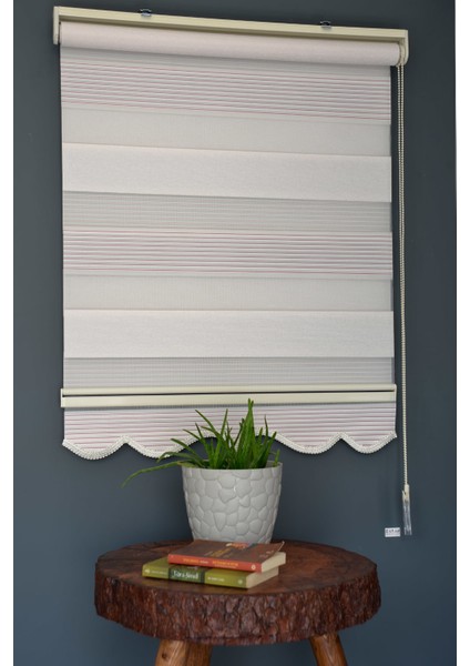 Zebra Stor Perde PLZ-703 Pudra Renk Etekli 270 x 260 cm