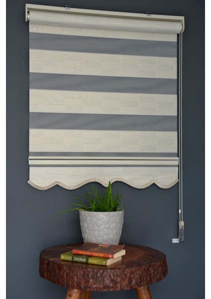 Zebra Stor Perde Pj-03 Krem Renk Etekli 140 x 260 cm