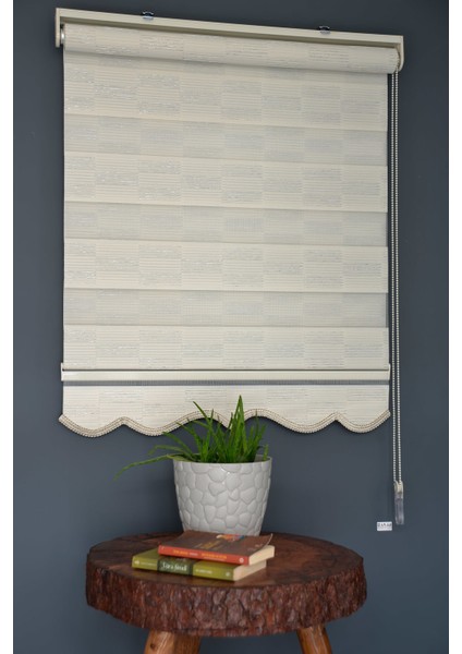 Zebra Stor Perde Pj-03 Krem Renk Etekli 140 x 260 cm