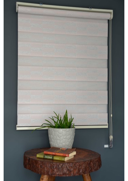 Pj-05 Pembe & Beyaz Renk Eteksiz Zebra Stor Perde fiyatları