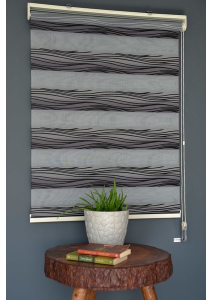 MZ-684 Purple Taupe, Gri & Siyah Renk Renk Eteksiz Zebra Stor Perde