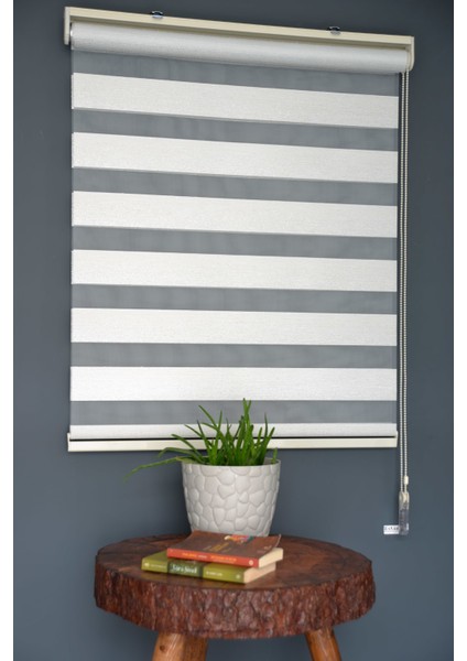 Zebra Stor Perde SM-401 Ekru & Gümüş Yaldız Renk Eteksiz 90 x 260 cm