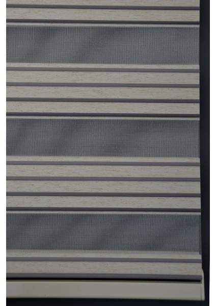 Zebra Stor Perde PLZ-804 Sütlü Kahve & Gri Renk Eteksiz Bambu 260 x 200 cm