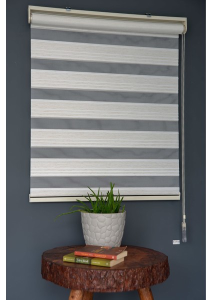 Zebra Stor Perde PLZ-800 Keten & Beyaz Renk Eteksiz Bambu 140 x 260 cm