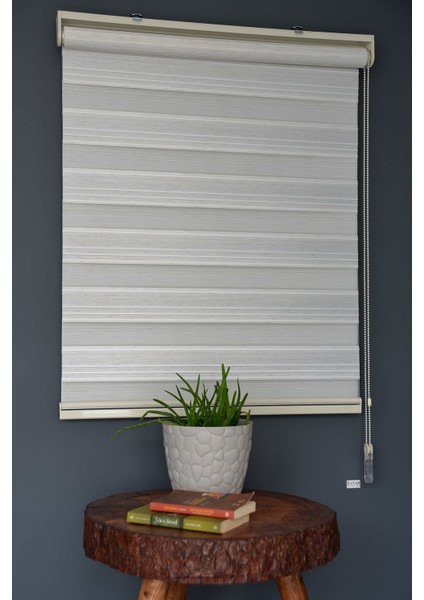 Zebra Stor Perde PLZ-800 Keten & Beyaz Renk Eteksiz Bambu 140 x 260 cm