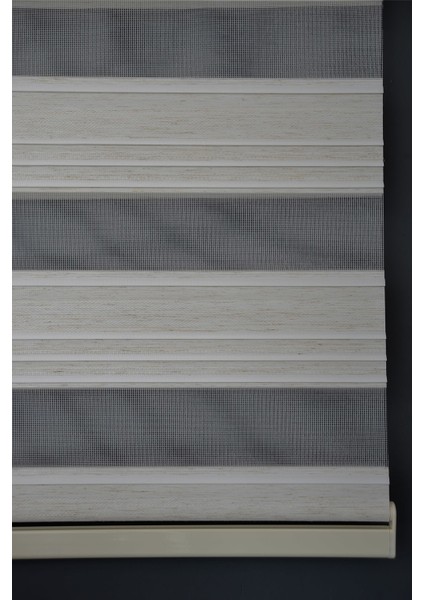 Zebra Stor Perde PLZ-800 Keten & Beyaz Renk Eteksiz Bambu 140 x 260 cm
