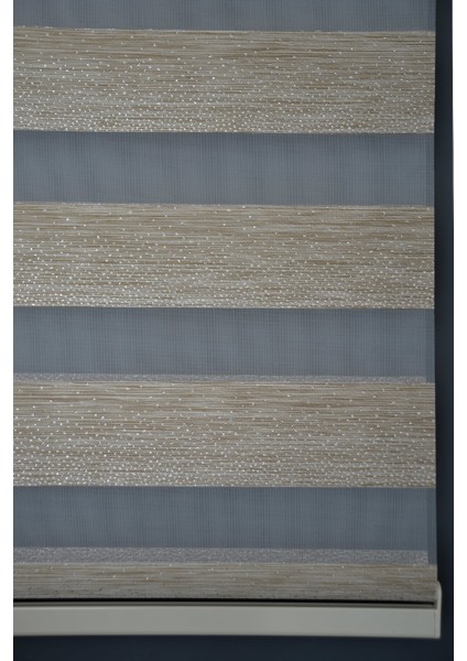 Zebra Stor Perde SM-402 Haki & Gümüş Yaldız Renk Eteksiz 270 x 260 cm