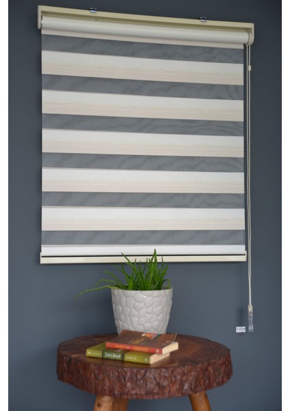 Zebra Stor Perde Zn-21 Ekru & Sütlü Kahve Renk Eteksiz 130 x 260 cm