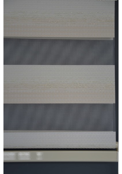 Zebra Stor Perde Zn-21 Ekru & Sütlü Kahve Renk Eteksiz 130 x 260 cm