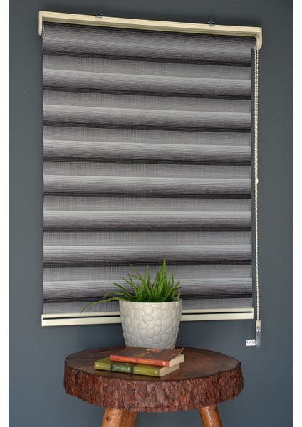 Zebra Stor Perde Yz-06 Gri & Siyah Renk Eteksiz 170 x 200 cm