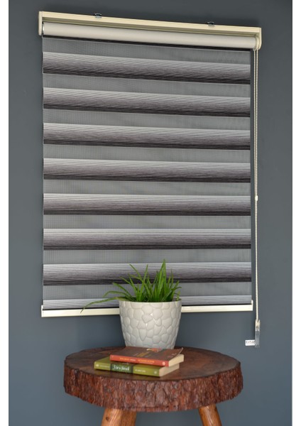 Zebra Stor Perde Yz-06 Gri & Siyah Renk Eteksiz 100 x 260 cm