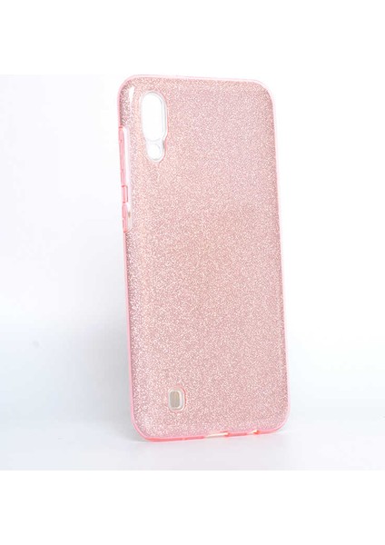 - Samsung Galaxy M10 - Kılıf Simli Koruyucu Shining Silikon - Rose Gold - T8146