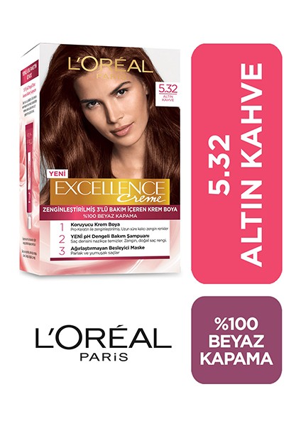 Loreal Paris Excellence Intense Saç Boyası 5.32 Altın Kahve